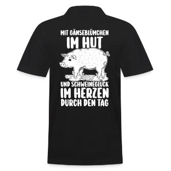 Schwein Schweinebauer Bauernhof Schweine - Männer Poloshirt - Schwarz - Hinten - Kai (181cm)