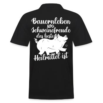 Schwein Schweinebauer Bauernhof Schweine - Männer Poloshirt - Schwarz - Hinten - Kai (181cm)