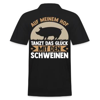 Schwein Schweinebauer Bauernhof Schweine - Männer Poloshirt - Schwarz - Hinten - Kai (181cm)