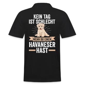 Hund Havaneser - Männer Poloshirt - Schwarz - Hinten - Kai (181cm)