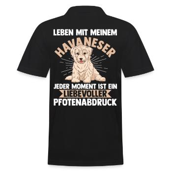 Hund Havaneser - Männer Poloshirt - Schwarz - Hinten - Kai (181cm)