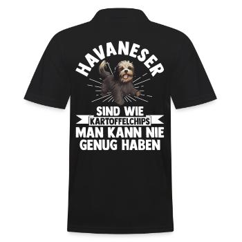 Hund Havaneser - Männer Poloshirt - Schwarz - Hinten - Kai (181cm)