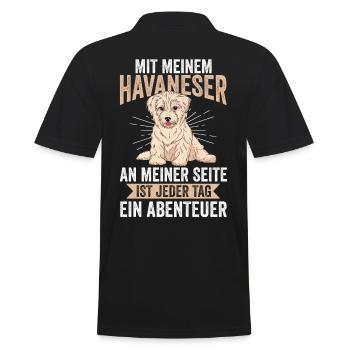 Hund Havaneser - Männer Poloshirt - Schwarz - Hinten - Kai (181cm)