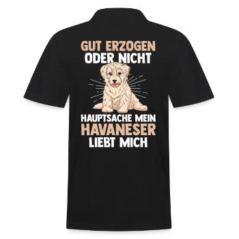 Hund Havaneser - Männer Poloshirt - Schwarz - Hinten - Kai (181cm)