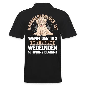 Hund Havaneser - Männer Poloshirt - Schwarz - Hinten - Kai (181cm)