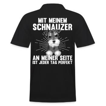 Hund Schnauzer Riesenschnauzer - Männer Poloshirt - Schwarz - Hinten - Kai (181cm)