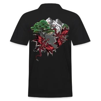 Fantasy Dragon Figurine Magic Fairy Tale Fairy Tale Character - Men's Polo Shirt - black - Back - Kai (181cm)