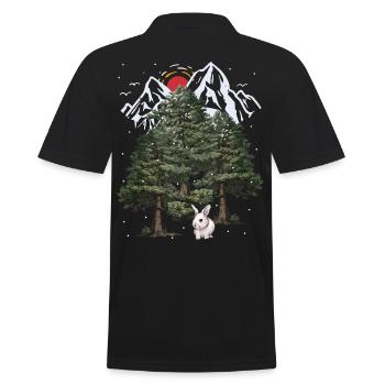 Alpen Hase Winter Schneefall Weihnachten Kaninchen - Männer Poloshirt - Schwarz - Hinten - Kai (181cm)