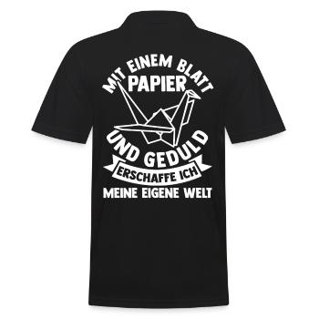 Japanische Faltkunst Origami - Männer Poloshirt - Schwarz - Hinten - Kai (181cm)