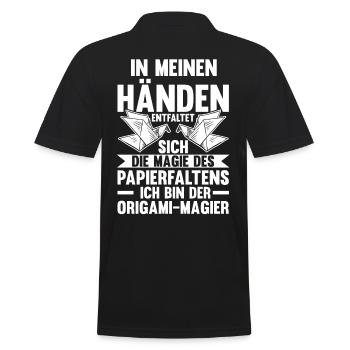 Japanese Folding Art Origami - Men's Polo Shirt - black - Back - Kai (181cm)