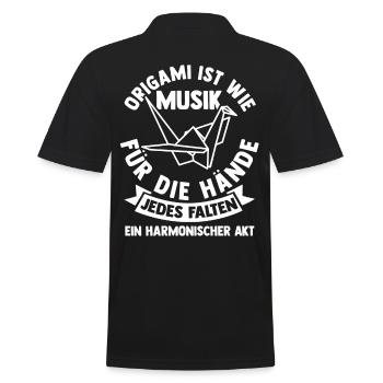 Japanische Faltkunst Origami - Männer Poloshirt - Schwarz - Hinten - Kai (181cm)