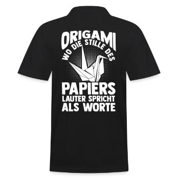 Japanese Folding Art Origami - Men's Polo Shirt - black - Back - Kai (181cm)