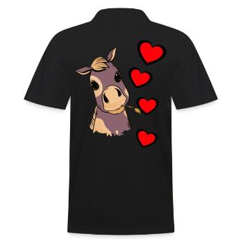 Fohlen Baby Pferd Herz Kind Geburtstagsgeschenk - Männer Poloshirt - Schwarz - Hinten - Kai (181cm)