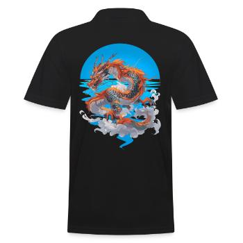 Dragon, Feu, Eau, Océan, Créature Mythique, Fantaisie - Polo Homme - noir - Dos - Kai (181cm)