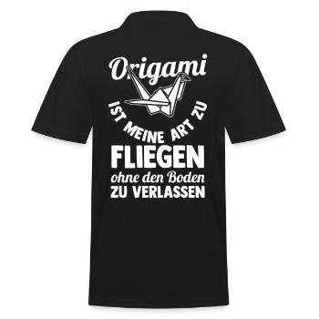 Japanese Folding Art Origami - Men's Polo Shirt - black - Back - Kai (181cm)