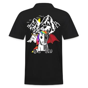 Einhorn Dämon Engel Teufel Satanisch Fabeltier - Männer Poloshirt - Schwarz - Hinten - Kai (181cm)