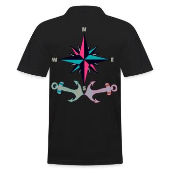 Anker Retro Vintage Ahoi Kompass Seefahrer Kapitän - Männer Poloshirt - Schwarz - Hinten - Kai (181cm)