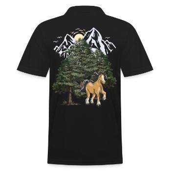 Gebirge Berge Pferd Schwarzwald Tirol Alpen - Männer Poloshirt - Schwarz - Hinten - Kai (181cm)