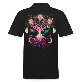 Moon Tree Meditation Meditate Universe Fantasy - Men's Polo Shirt - black - Back - Kai (181cm)