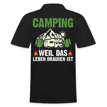 Camper Wohnwagen Wohnmobil Campen Camping - Männer Poloshirt - Schwarz - Hinten - Kai (181cm)
