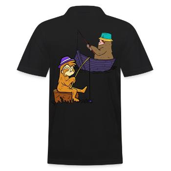 Sloths Angler Fishing Fish Fishing Rod Boat Child - Men's Polo Shirt - black - Back - Kai (181cm)