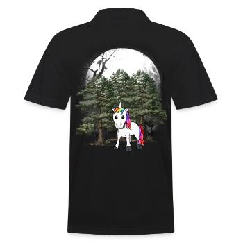 Einhorn Waldbewohner Fabel Fabeltiere Wald Natur - Männer Poloshirt - Schwarz - Hinten - Kai (181cm)