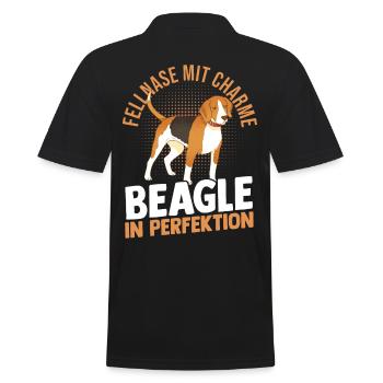 Hund Beagle - Männer Poloshirt - Schwarz - Hinten - Kai (181cm)