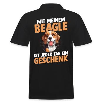 Hund Beagle - Männer Poloshirt - Schwarz - Hinten - Kai (181cm)