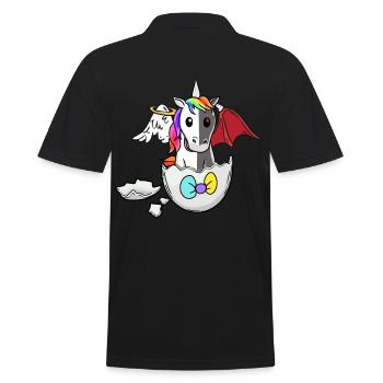 Baby Unicorn Birth Angel Devil Satanic Egg - Men's Polo Shirt - black - Back - Kai (181cm)