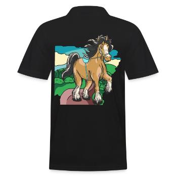 cheval, équitation, cavalier, cavalier, enfant, poney, cheval, cheval - Polo Homme - noir - Dos - Kai (181cm)