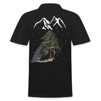 Berge Gebirge Winter Schnee Rabe Krähe Vogel - Männer Poloshirt - Schwarz - Hinten - Kai (181cm)