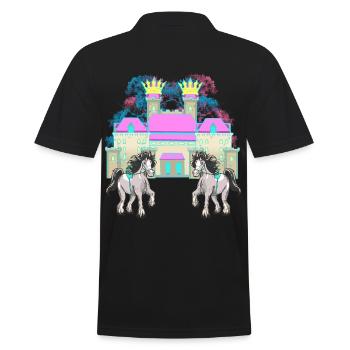Schloss Märchen Ritter Pferd König Mittelalter - Männer Poloshirt - Schwarz - Hinten - Kai (181cm)
