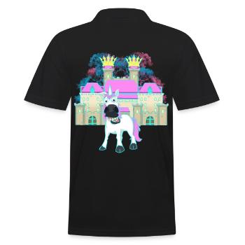 Castle King Fable Unicorn Fairy Tale Character Child Castle - Men's Polo Shirt - black - Back - Kai (181cm)