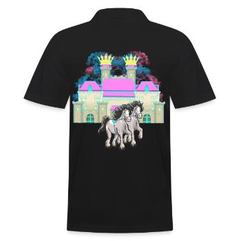 castle, fairy tale, horse, royalty, king, middle ages - Men's Polo Shirt - black - Back - Kai (181cm)