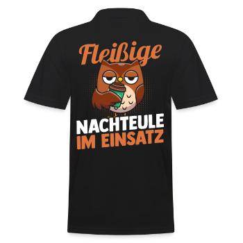 Fleißige Nachteule Nachtschicht - Männer Poloshirt - Schwarz - Hinten - Kai (181cm)