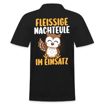 Fleißige Nachteule Nachtschicht - Männer Poloshirt - Schwarz - Hinten - Kai (181cm)