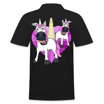 Einhörner Herz Einhorn Fabelwesen Geburtstag Kind - Männer Poloshirt - Schwarz - Hinten - Kai (181cm)