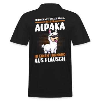 Alpaka - Männer Poloshirt - Schwarz - Hinten - Kai (181cm)