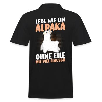 Alpaka - Männer Poloshirt - Schwarz - Hinten - Kai (181cm)