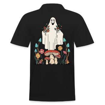 Frohe Natur Gespenst Flora Herbst Halloween - Männer Poloshirt - Schwarz - Hinten - Kai (181cm)