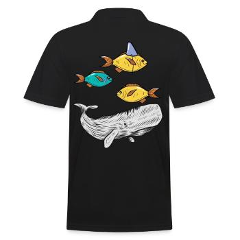 poisson, poisson, requin, mammifères marins, animaux marins, océan - Polo Homme - noir - Dos - Kai (181cm)