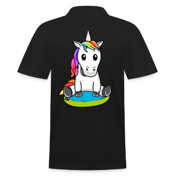 Unicorn Mythical Creature Swimming Ring Swimmer Child - Men's Polo Shirt - black - Back - Kai (181cm)