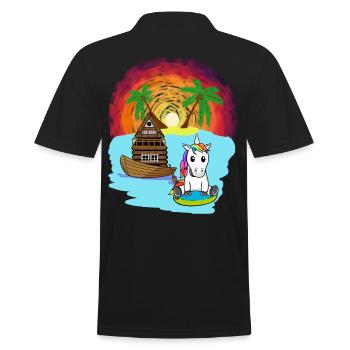 Einhorn Südsee Urlaub Ozean Insel Seenot - Männer Poloshirt - Schwarz - Hinten - Kai (181cm)