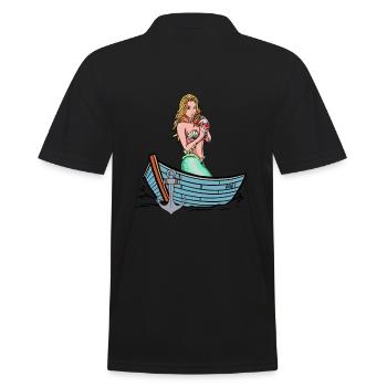 Sirène, maritime, sirène, bateau, créature mythique, conte de fées - Polo Homme - noir - Dos - Kai (181cm)
