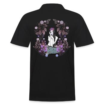 Girl Woman Boot Nostalgic Floral Sensual - Men's Polo Shirt - black - Back - Kai (181cm)