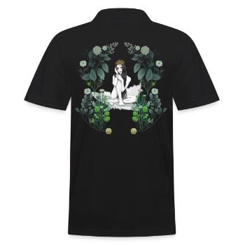 Mädchen Frau Frühling Blumen Fantasy Eierschale - Männer Poloshirt - Schwarz - Hinten - Kai (181cm)