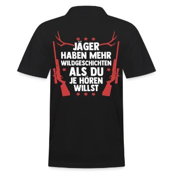Chasse, Chasse, Cerf, Chasse, Sanglier, Chasseur, Chasseur - Polo Homme - noir - Dos - Kai (181cm)