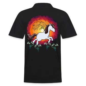Poney Soleil Perce-Neige Fleurs Printemps Cheval - Polo Homme - noir - Dos - Kai (181cm)