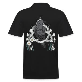 Forest Animals Bird Raven Flowers Nature Crow Dark - Men's Polo Shirt - black - Back - Kai (181cm)
