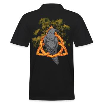 Forest Animals Bird Raven Flowers Nature Crow Dark - Men's Polo Shirt - black - Back - Kai (181cm)